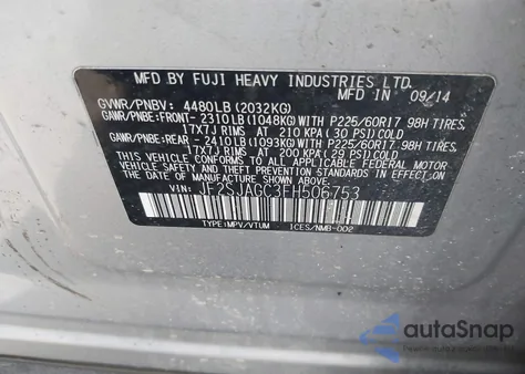 2015 Subaru Forester 2.5I Premium z USA, uszkodzony, nr VIN JF2SJAGC3FH506753